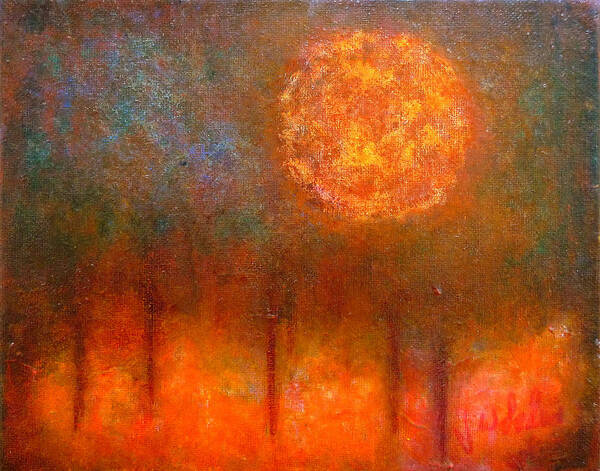 Abstract Landscape Poster featuring the painting Orange Glow by Jim Whalen