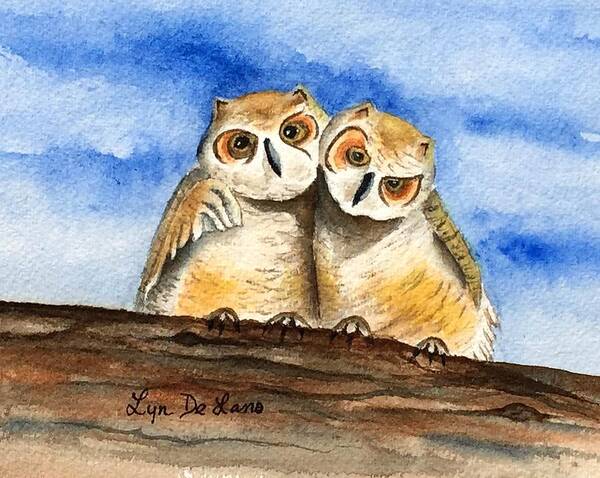 Owls Poster featuring the painting Owl Babies by Lyn DeLano