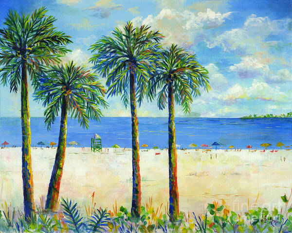 Siesta Key Beach Poster featuring the painting Palms on Siesta Key Beach by Lou Ann Bagnall