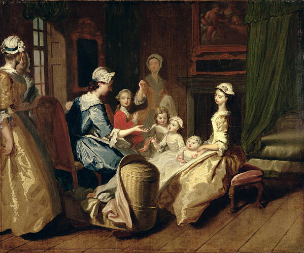 Children Poster featuring the painting Pamela Tells A Nursery Tale by Joseph Highmore