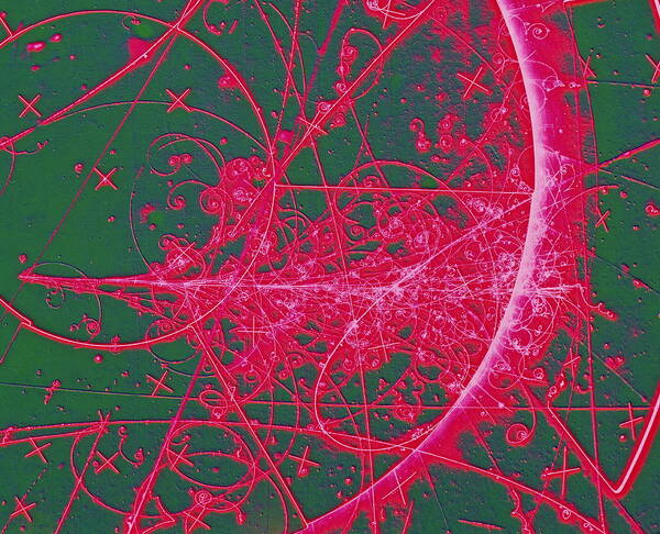 Particle Tracks Poster featuring the photograph Particle Tracks In Bubble Chambr by Cern, P.loiez/science Photo Library