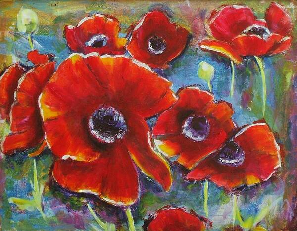 Poppy Poster featuring the painting Party of 8 by Sheila Diemert