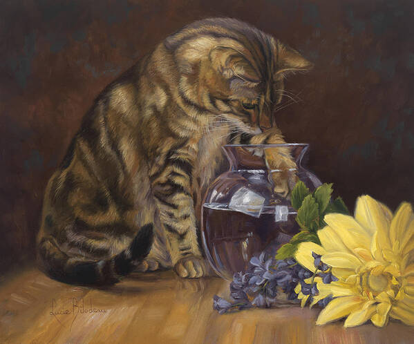 Cat Poster featuring the painting Paw in the Vase by Lucie Bilodeau