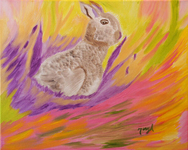 Rabbit Poster featuring the painting Plunge into Your Painting by Meryl Goudey