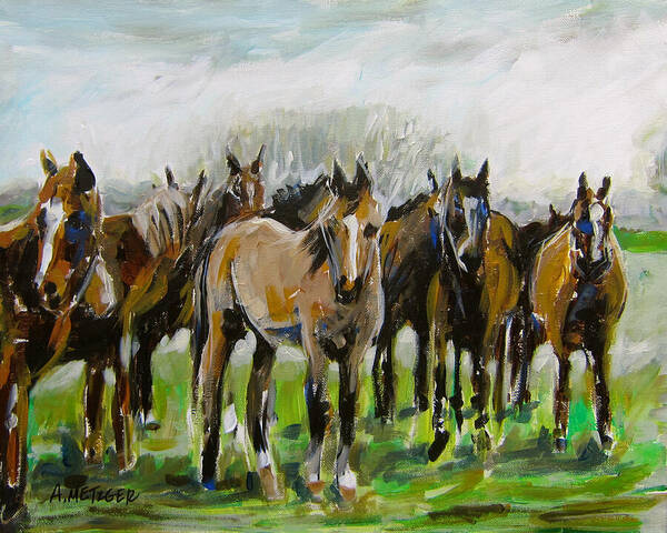 Polo Poster featuring the painting Polo Ponies by Alan Metzger