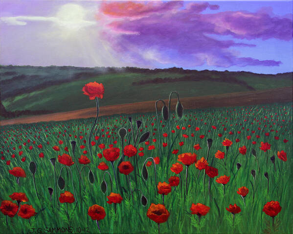 Poppies Poster featuring the painting Poppy Field by Janet Greer Sammons