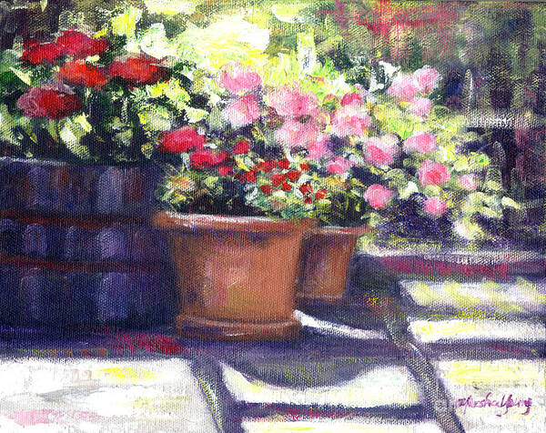 Flowers Poster featuring the painting Pots of Flowers by Marsha Young