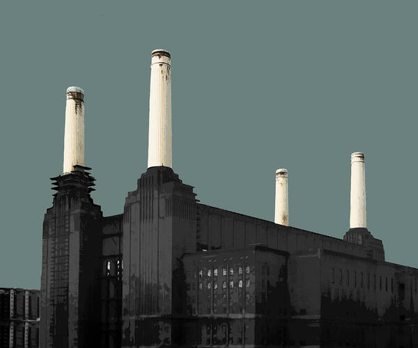 Battersea Poster featuring the mixed media Power - Blue GREY #2 by BFA Prints