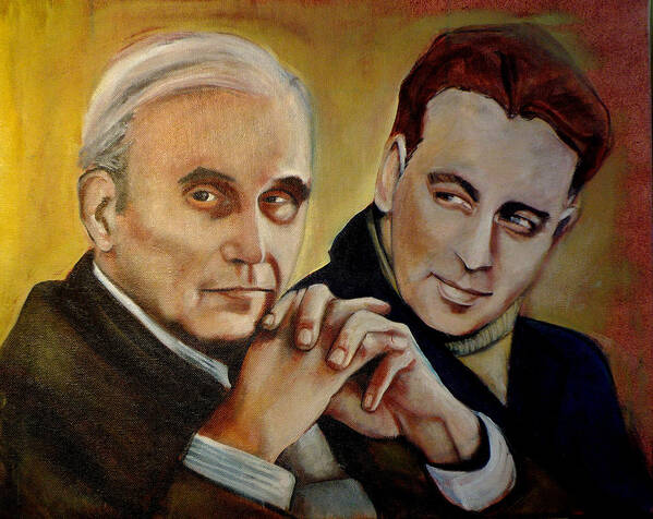 Two Men Old Poster featuring the painting Presenting a United Front by Irena Mohr