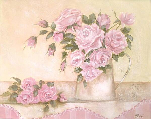 Pretty Flowers Poster featuring the painting Pretty Pastel Roses Painting by Chris Hobel