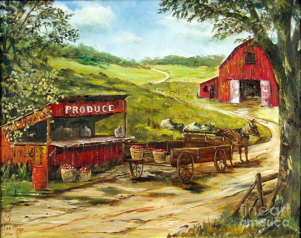 Produce Stand Poster featuring the painting Produce Stand by Lee Piper