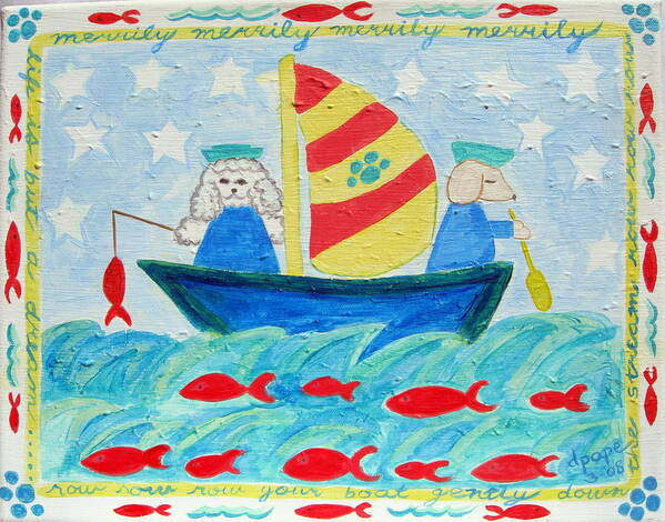 Puppies Poster featuring the painting Puppy Sailors by Diane Pape