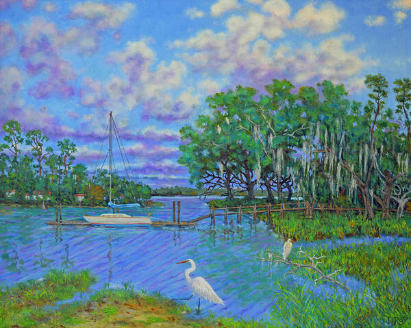 Lagoon Poster featuring the painting Quiet Low Country Lagoon by Dwain Ray