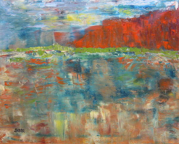 Red Poster featuring the painting Red Mountain by Kathy Stiber