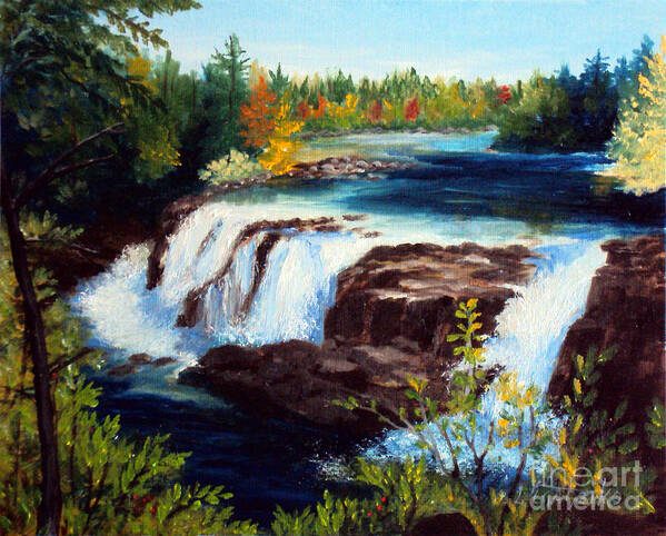 Maine Poster featuring the painting River Falls by Laura Tasheiko