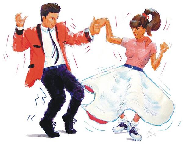 Nostalgia Poster featuring the painting Rock and Roll Dancers by Mike Jory