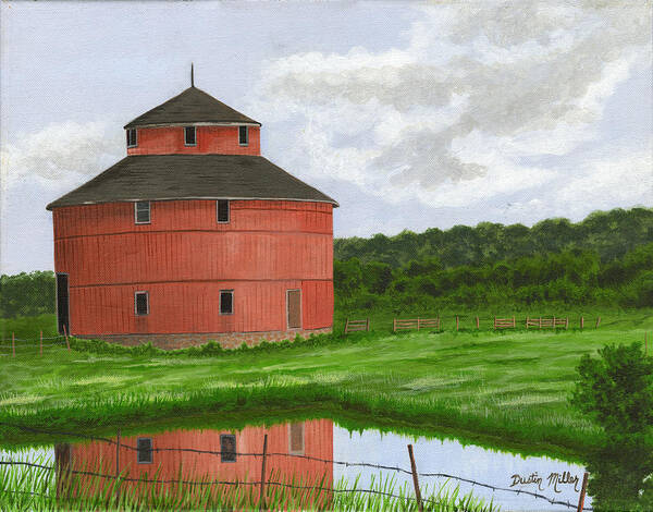 Art Poster featuring the painting Round Barn by Dustin Miller