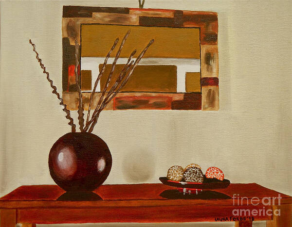 Still Life Poster featuring the painting Round Vase by Laura Forde