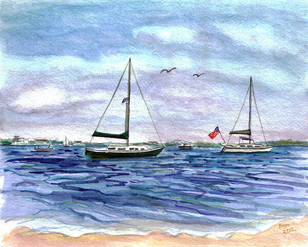 Boat Poster featuring the painting Safe Harbour by Clara Sue Beym