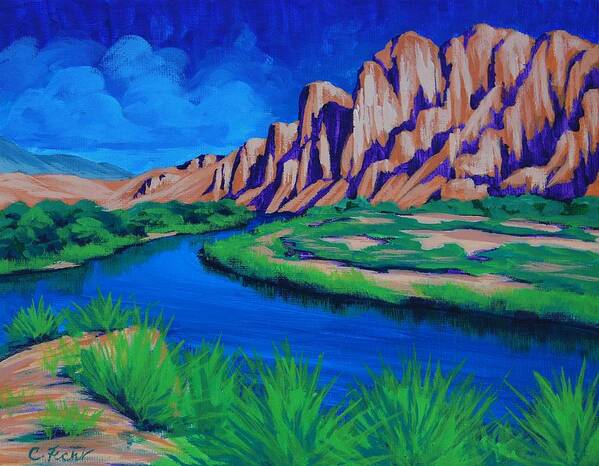 Blue Poster featuring the painting Salt River by Cheryl Fecht