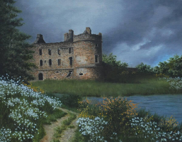 Landscape Poster featuring the painting Scottish Castle by Richard Ginnett
