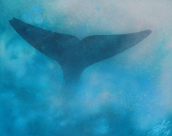 Blue Whale Poster featuring the painting Seasoned or Blue Whale Fluke by Robin Street-Morris