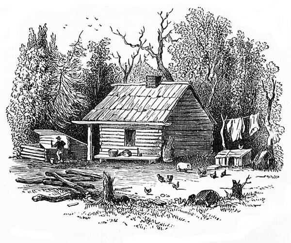 Canada Poster featuring the drawing Settler's Log Cabin - 1878 by Art MacKay