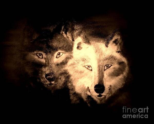 Wolves Poster featuring the painting Silent Seekers by Denise Tomasura