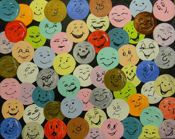 Smile Poster featuring the painting Smilies by Bertie Edwards