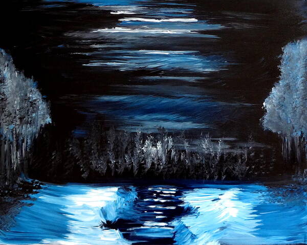 Snow Poster featuring the painting Snow and Moonlight Serenity by Katy Hawk