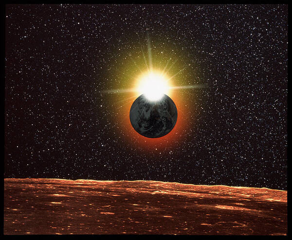 Astronomy Poster featuring the photograph Solar Eclipse Seen From Moon by Science Photo Library