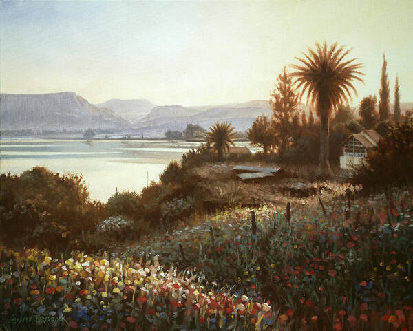 Biblical Poster featuring the painting Spring Sunset Northern Galilee by Graham Braddock