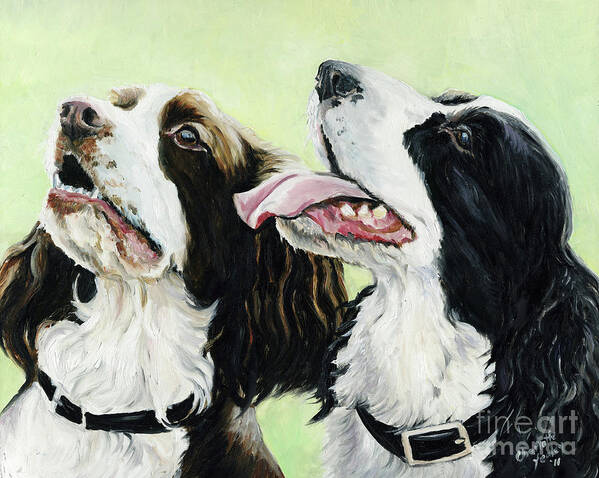 Dog Poster featuring the painting Springer Beggers by Charlotte Yealey