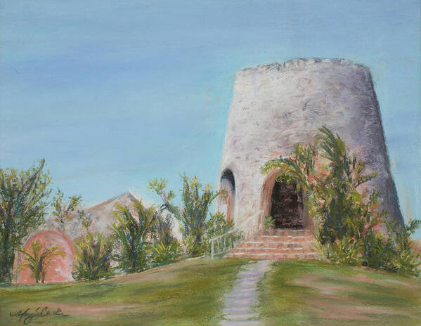 St. Croix Poster featuring the pastel St. Croix Sugar Mill by Mary Benke