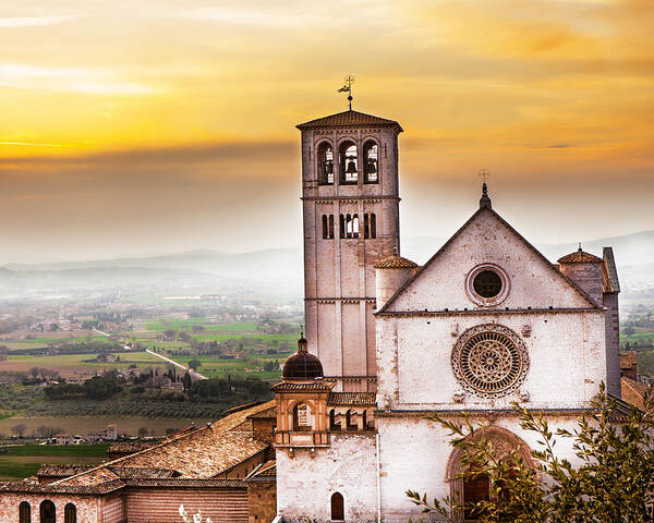 Assisi Poster featuring the photograph St Francis of Assisi Church at Sunrise by Good Focused