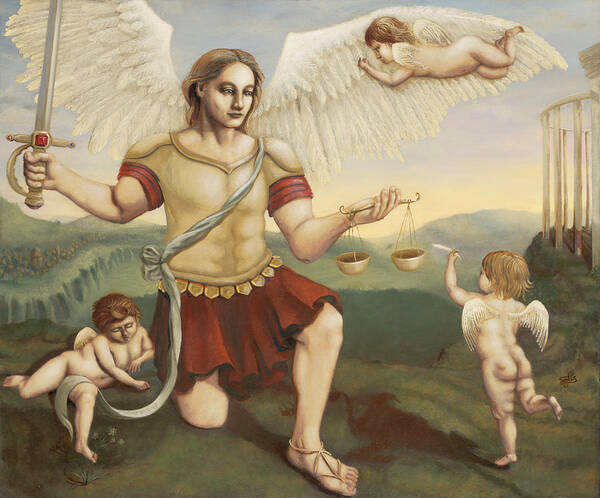 St. Michael The Archangel Poster featuring the painting St. Michael the Archangel by Shelley Irish