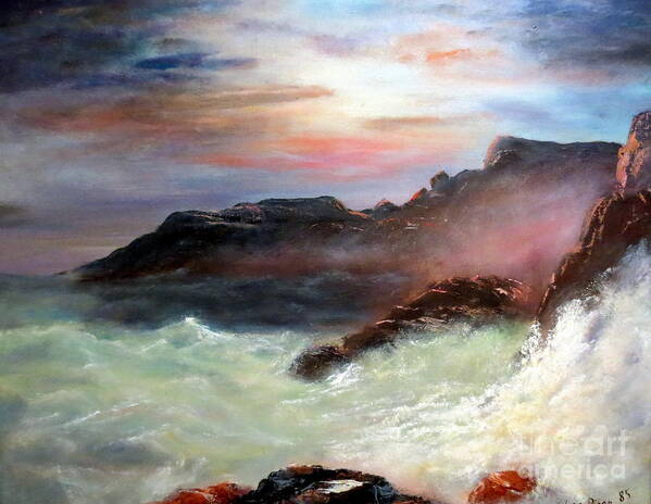 Seascape Poster featuring the painting Storm on Mount Desert Island by Lee Piper