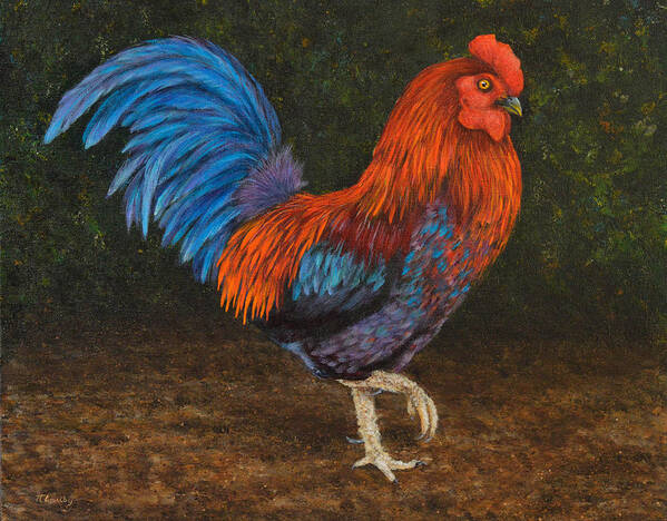 Rooster Poster featuring the painting Struttin' My Colors by Nancy Lauby