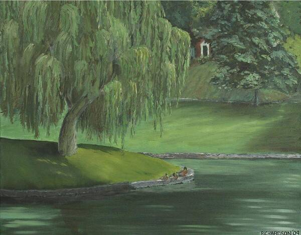 Pond Poster featuring the painting Study in Green by Susan Richardson