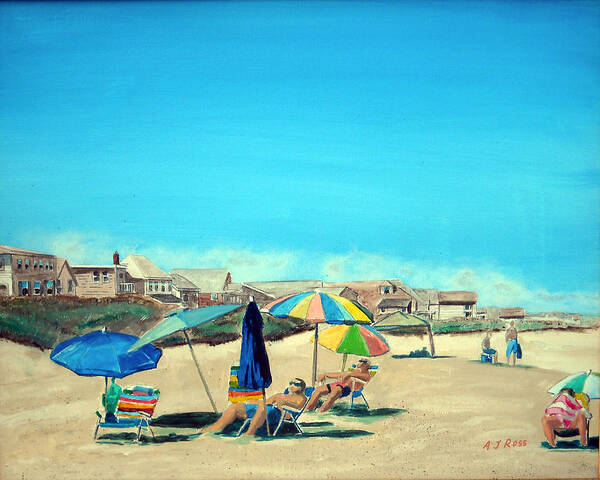 Salisbury Beach Scene Poster featuring the painting Summer at Salisbury Beach by Anthony Ross
