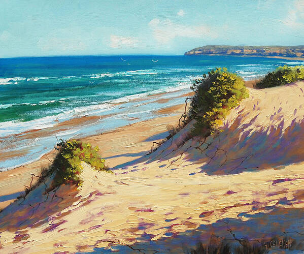 Seascape Poster featuring the painting Summer Day The Entrance by Graham Gercken