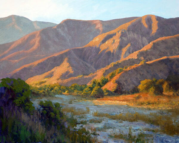 Eaton Canyon Poster featuring the painting Summer Evening Eaton Canyon by Armand Cabrera