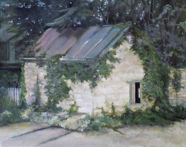 Fine Art Stone Building Poster featuring the painting Summer Kitchen by Rebecca Matthews