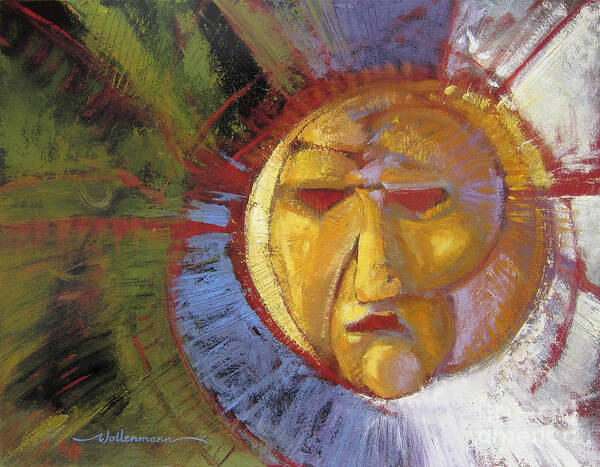 Mask Poster featuring the painting Sun Mask by Randy Wollenmann