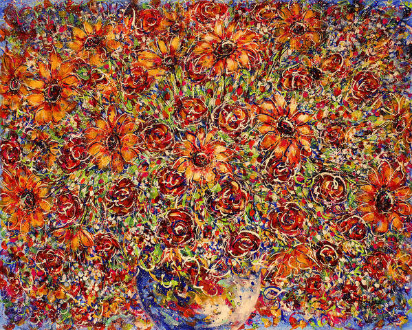 Sunflowers Poster featuring the painting Sunflowers by Natalie Holland