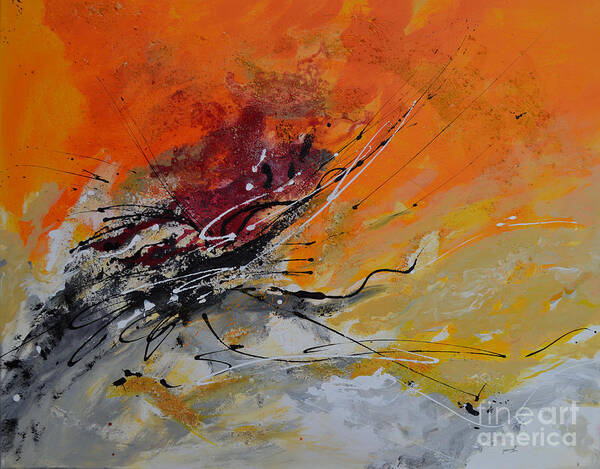 Sunrise Poster featuring the painting Sunrise - Abstract 1 by Ismeta Gruenwald