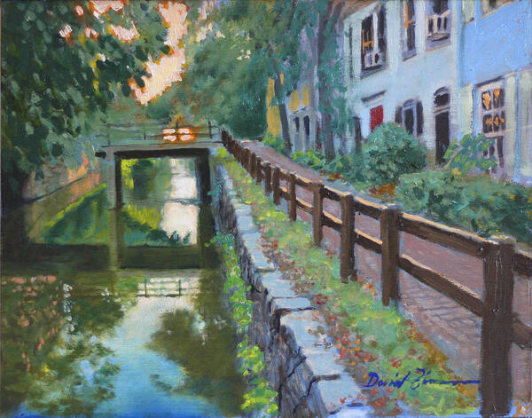 Landscape Paintings Poster featuring the painting Sunset on Old Georgetown by David Zimmerman