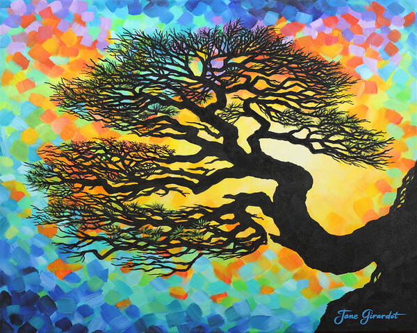 Sunset Poster featuring the painting Sunset Pine by Jane Girardot