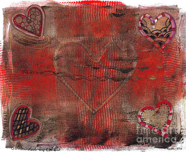 Acrylic Monotype Poster featuring the mixed media Surrounded by Love by Ruth Dailey