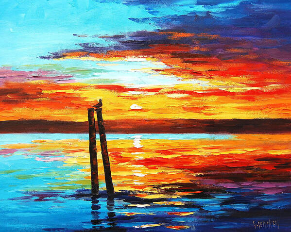 Sunset Poster featuring the painting Swansea Sunset by Graham Gercken
